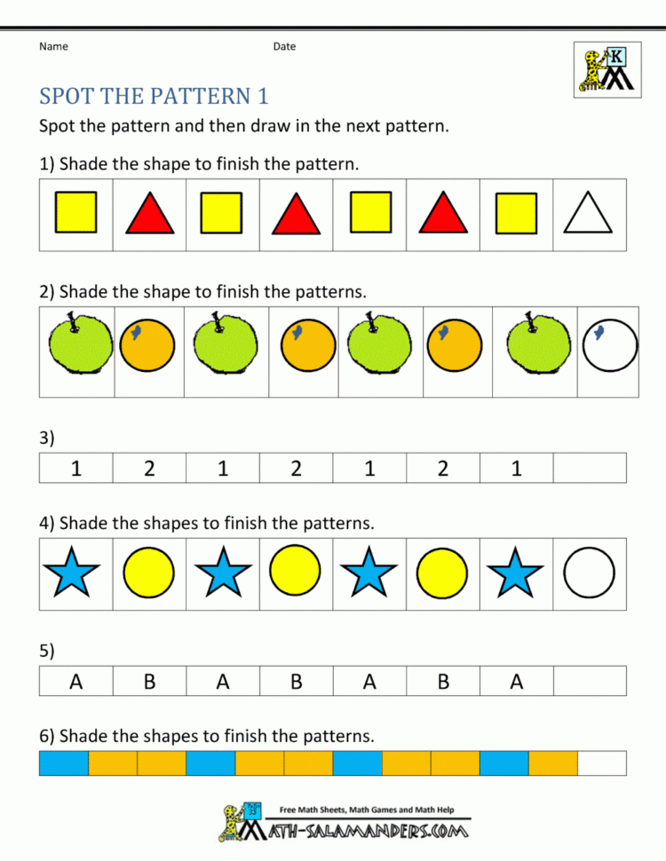 Finding Number Patterns Worksheet