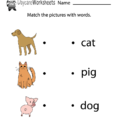 Free Learning The Names Of Animals Worksheet For Preschool