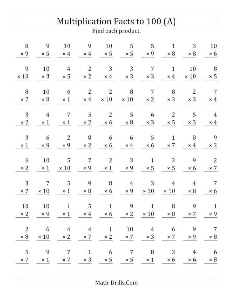 Free Math Facts Practice Worksheets – Proteussheetco