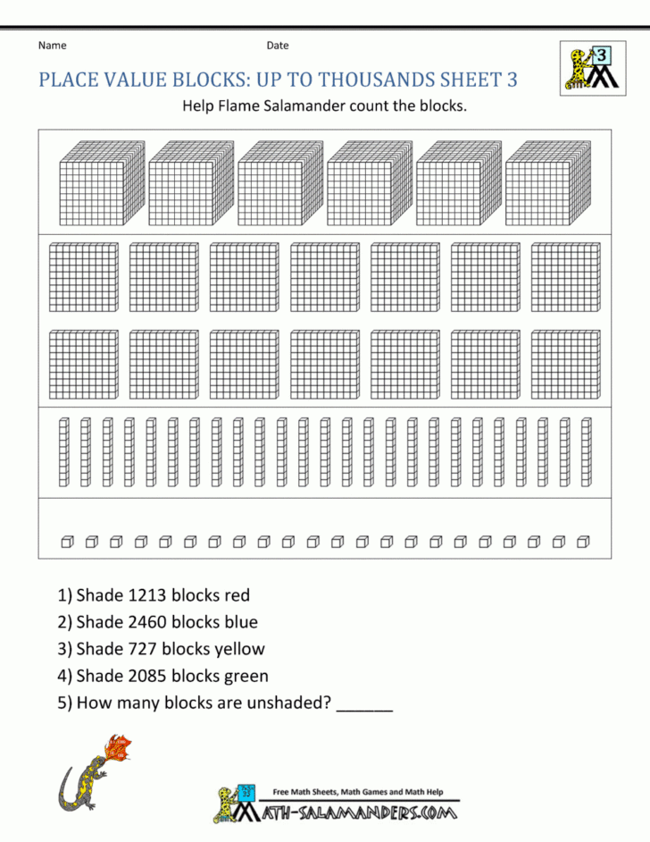 Base Ten Blocks Worksheets 5Th Grade