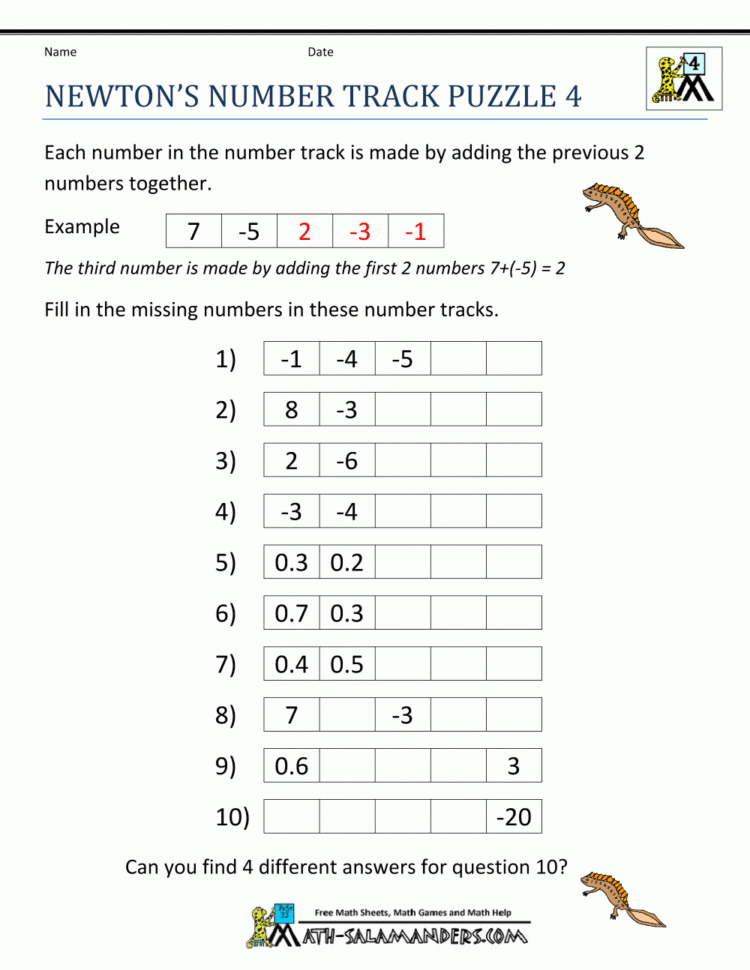 Free Math Puzzles 4Th Grade