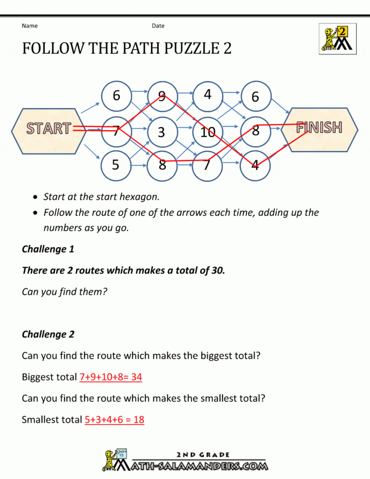 Free Math Puzzles  Addition And Subtraction