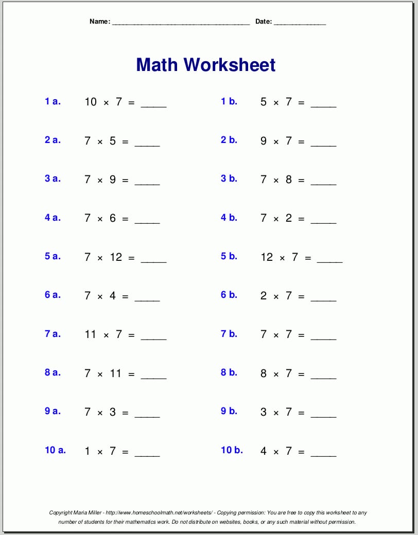 6Th Grade Math Worksheets Printable