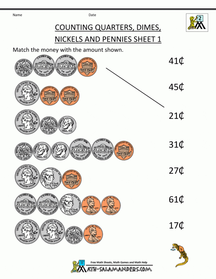 Free Math Worksheets Money Grade 2