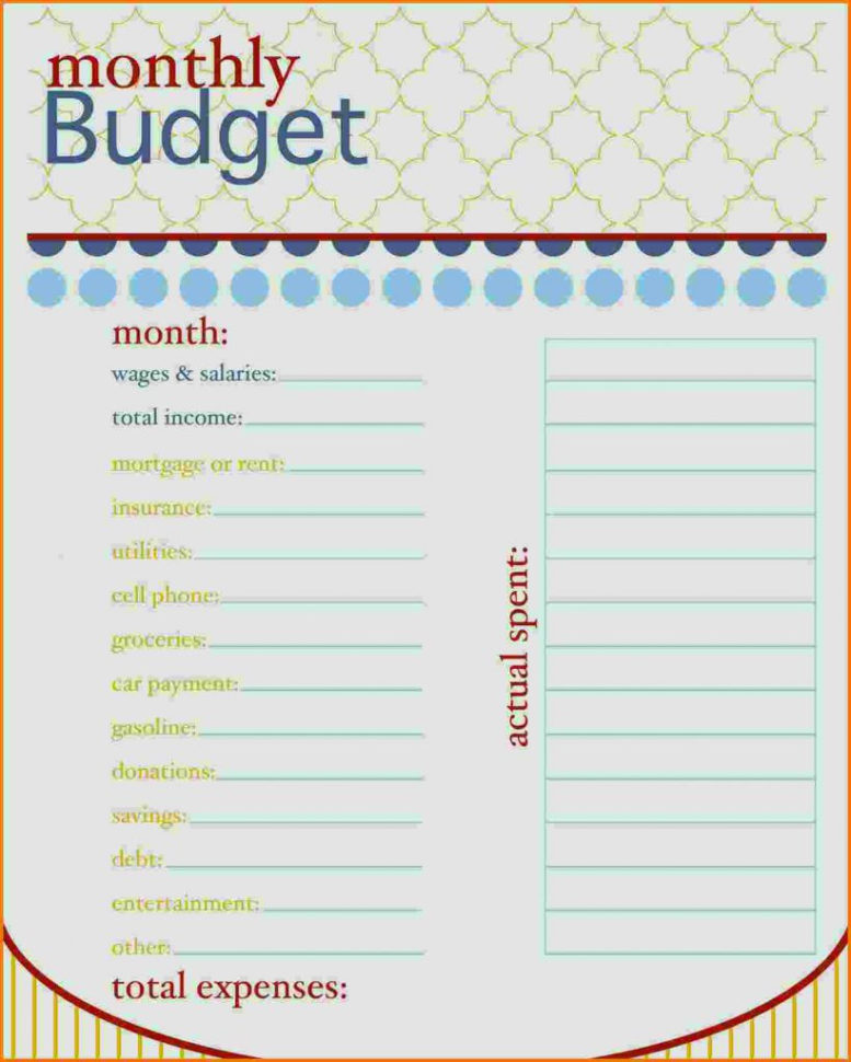 Free Monthly Budget  Printable Blank Personal Resume