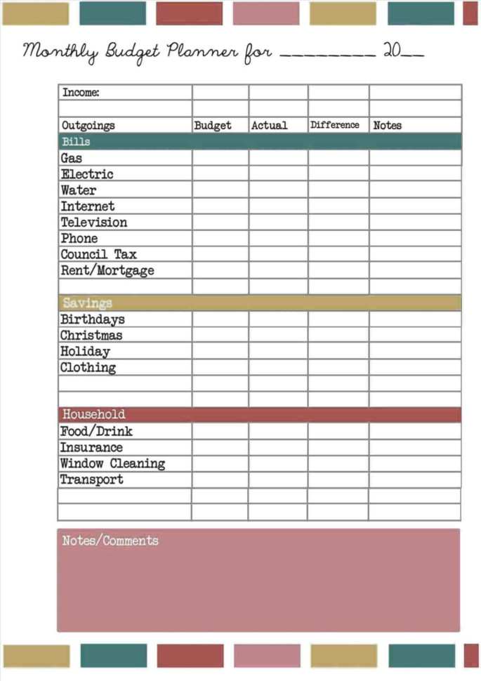 Free Monthly Budget Spreadsheet Family Expense Calculator