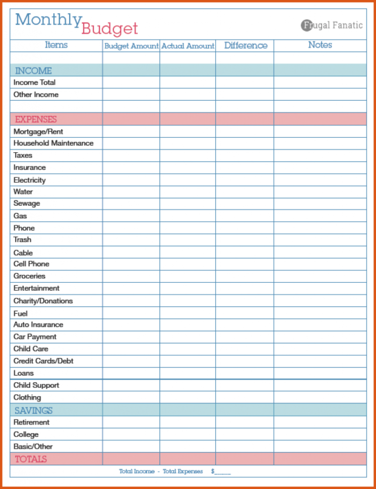 Free Monthly Budget Spreadsheet S For Excel