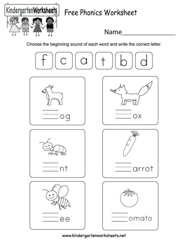 Free Phonics Worksheet  Free Kindergarten English Worksheet