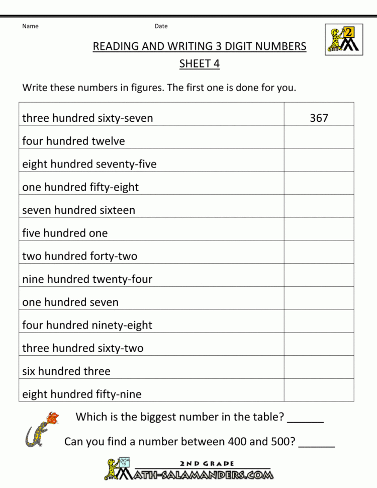 Free Place Value Worksheets  Reading And Writing 3 Digit