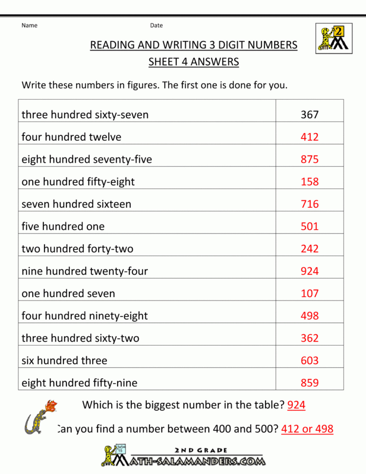 Free Place Value Worksheets  Reading And Writing 3 Digit