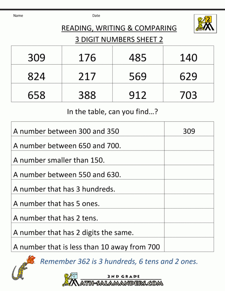 Free Place Value Worksheets  Reading And Writing 3 Digit