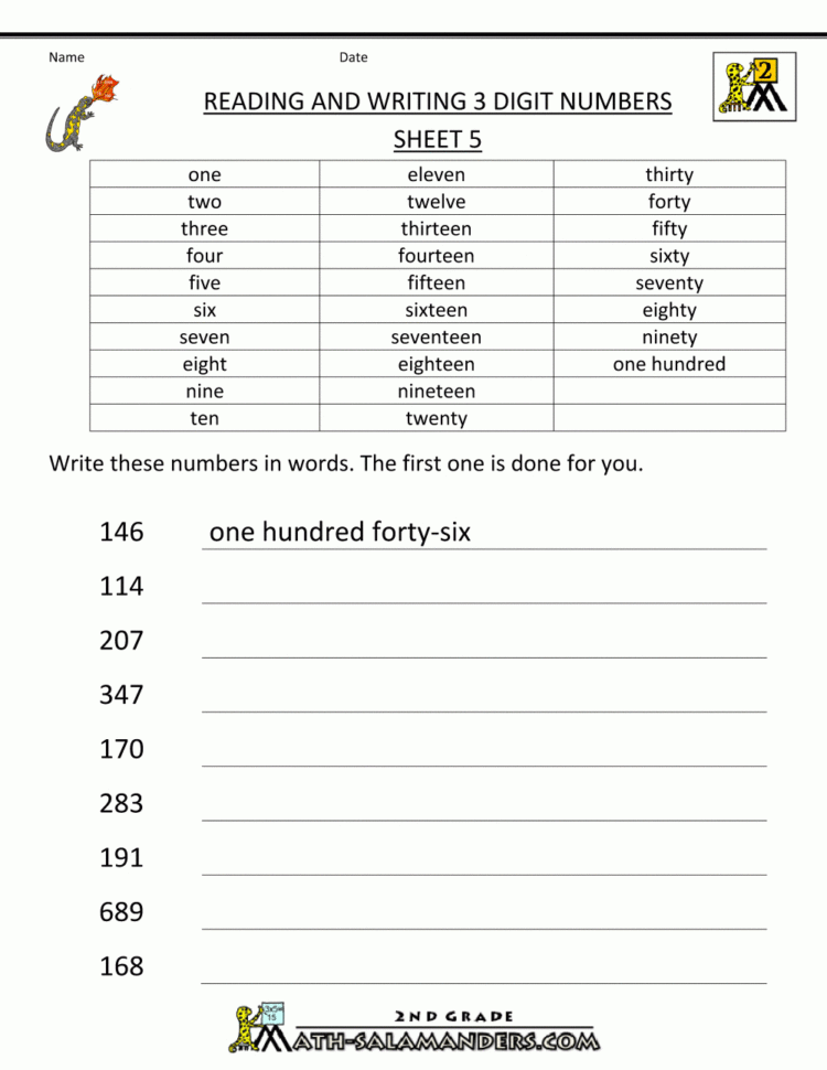 Free Place Value Worksheets  Reading And Writing 3 Digit