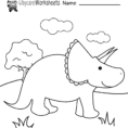 Free Preschool Dinosaur Coloring Worksheet