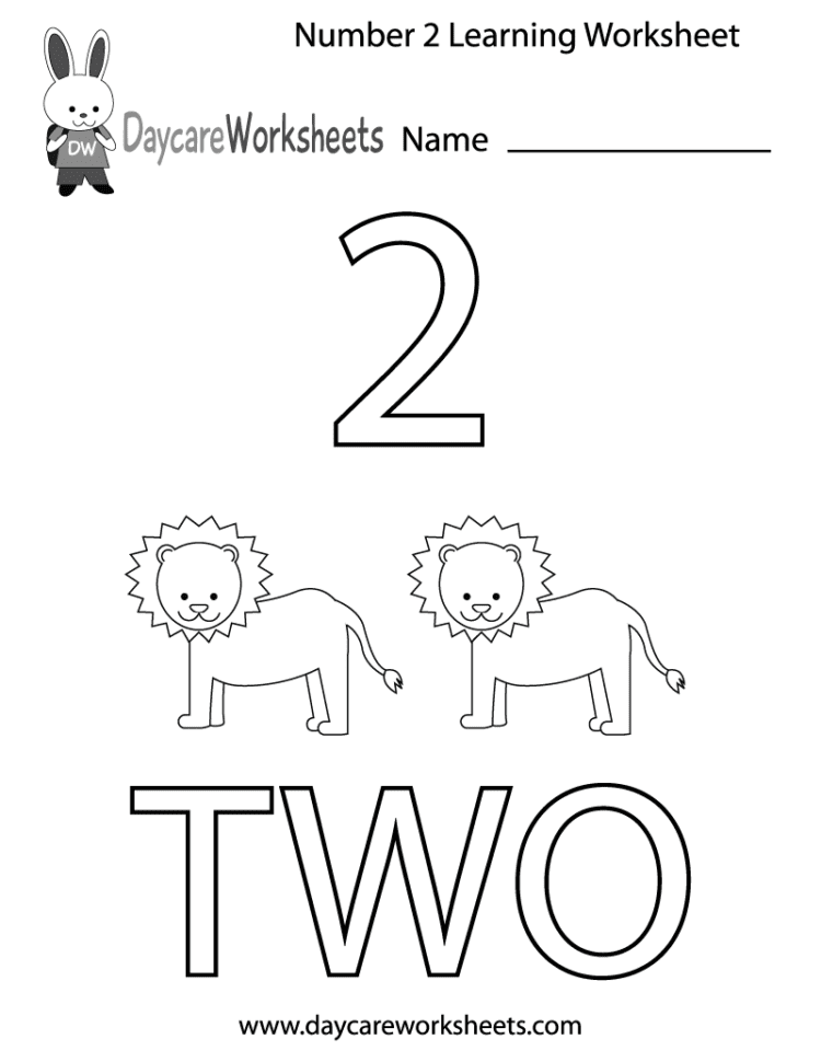 Free Preschool Number Two Learning Worksheet