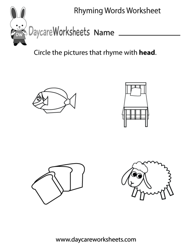 Free Preschool Rhyming Practice Worksheet