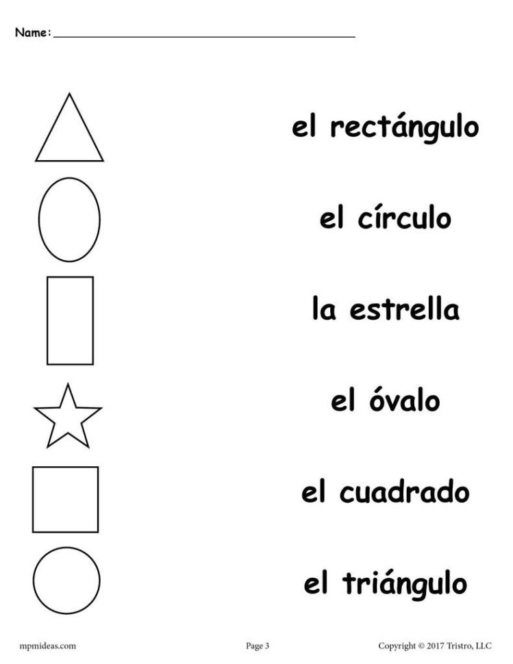 Free Preschool Spanish Shapes Matching Worksheets Supplyme