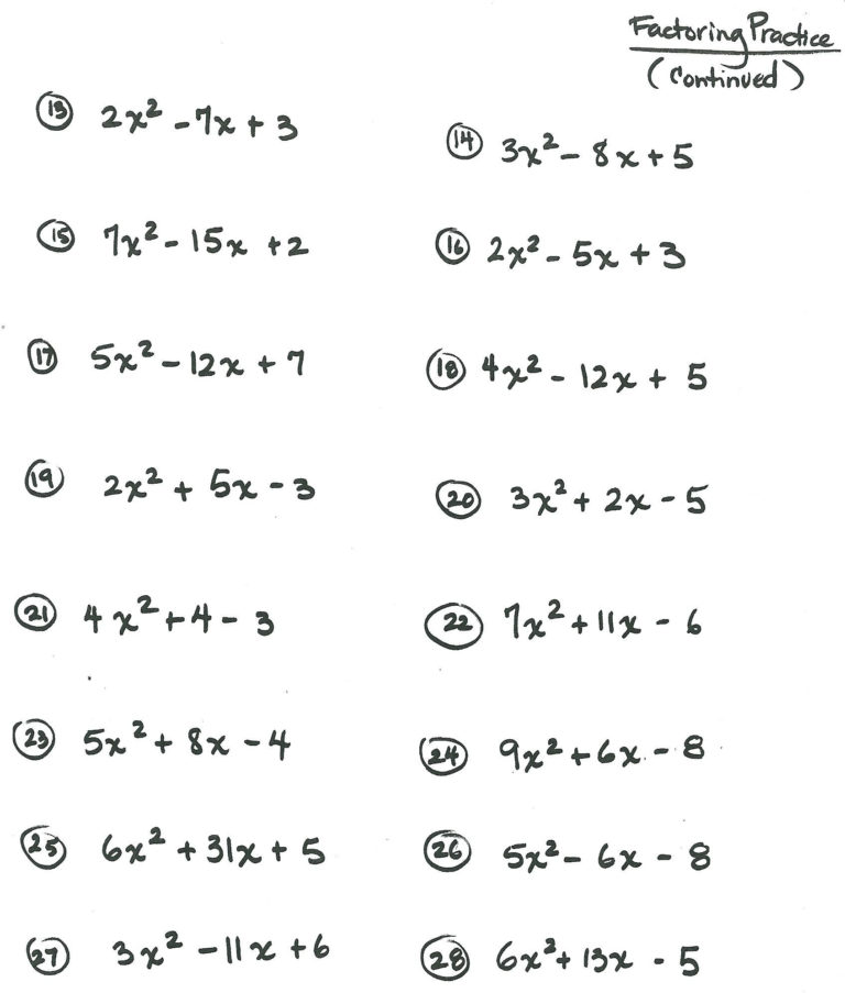 Free Printable 9Th Grade Algebra Worksheets 8 Crearphpnuke Db excel