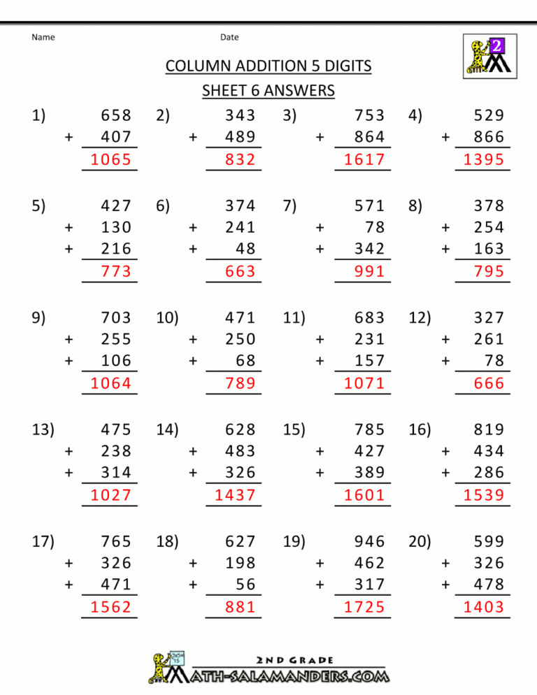 Free Printable Addition Worksheets 3 Digits — dbexcel.com