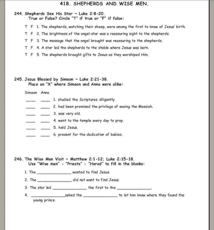 Bible Study Worksheets For Youth