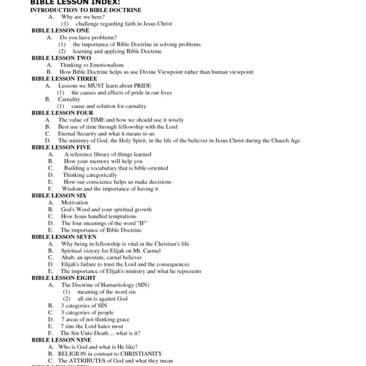 Free Printable Bible Study Worksheets