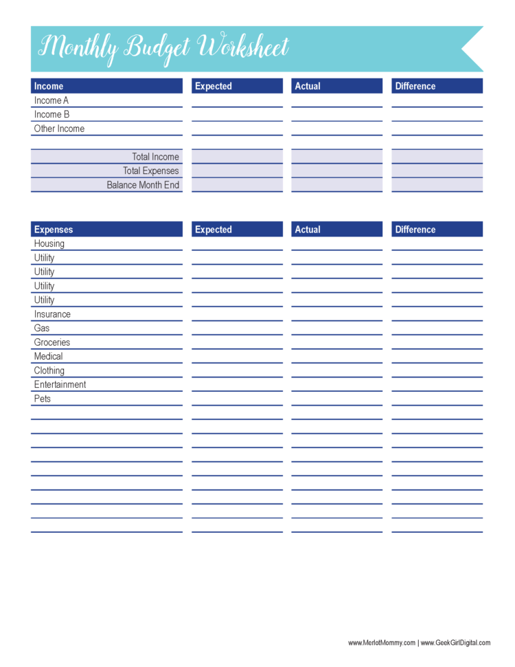Free Printable Budget Worksheet Pdf For Business Single