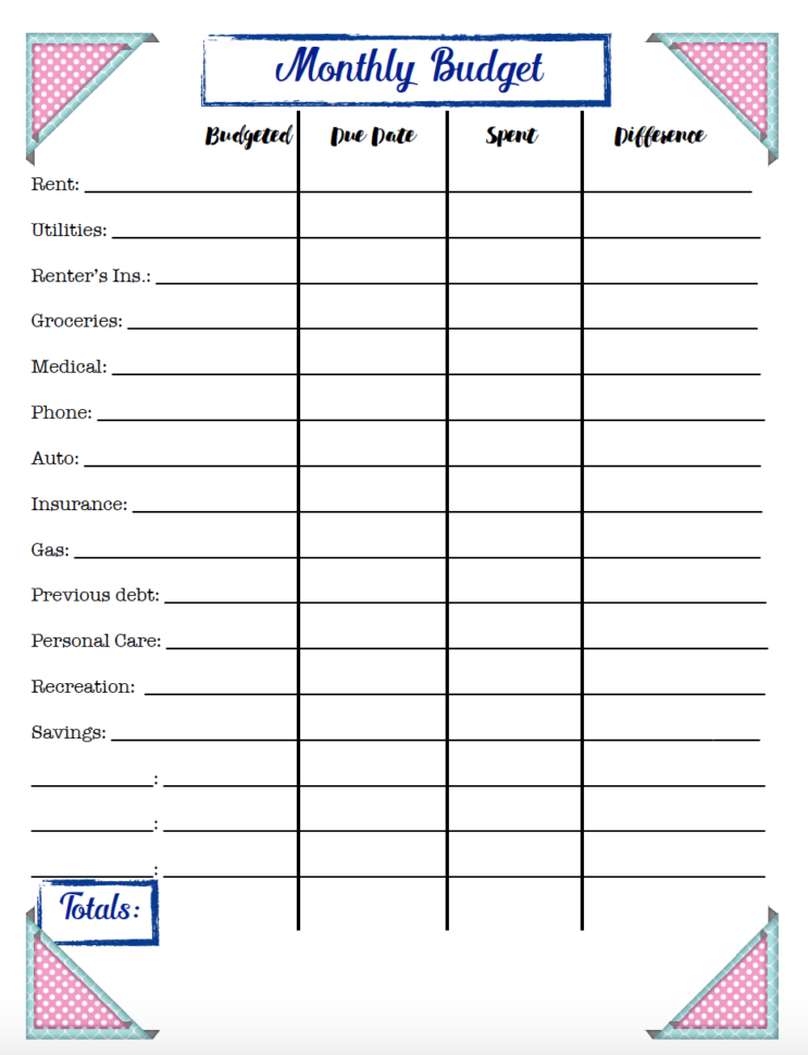 Free Printable Budget Worksheets 2018 Binder For Students
