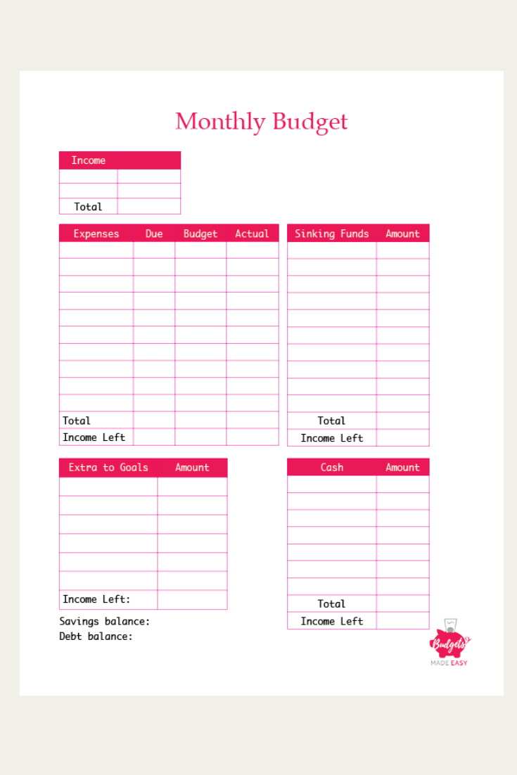 student budget planner template