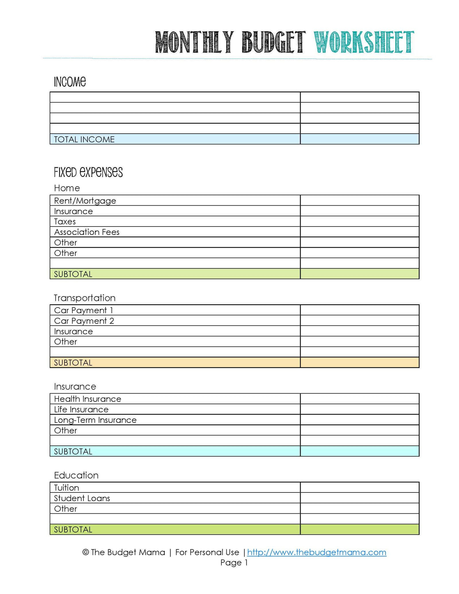 Free Printable Budget Worksheets Dave Ramsey Pdf For College