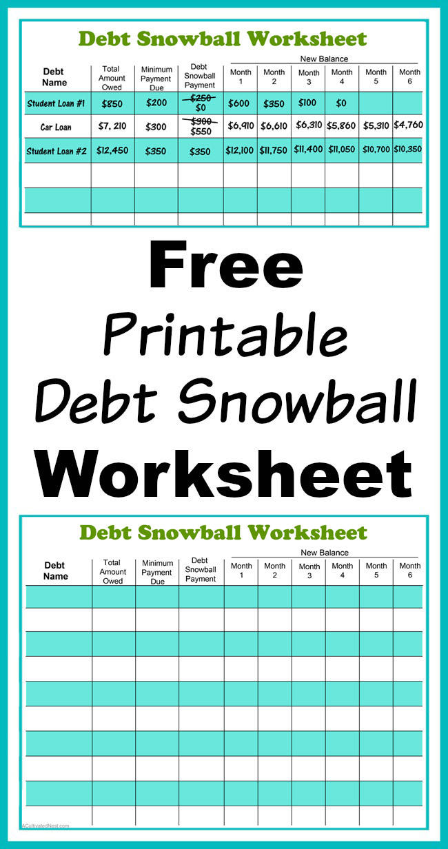 Debt Reduction Worksheet Printable