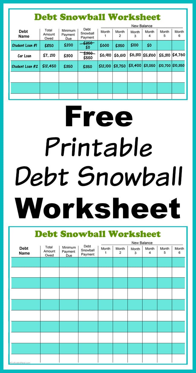 Free Printable Debt Snowball Worksheet Pay Down Your Debt —