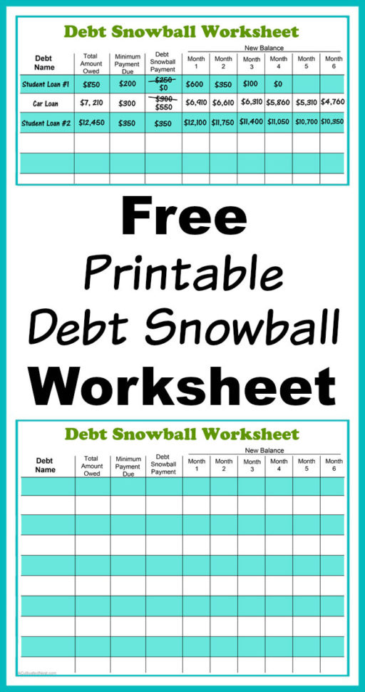 Free Printable Debt Snowball Worksheet Pay Down Your Debt
