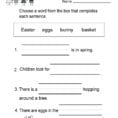 Free Printable Easter Reading Worksheet For Kindergarten