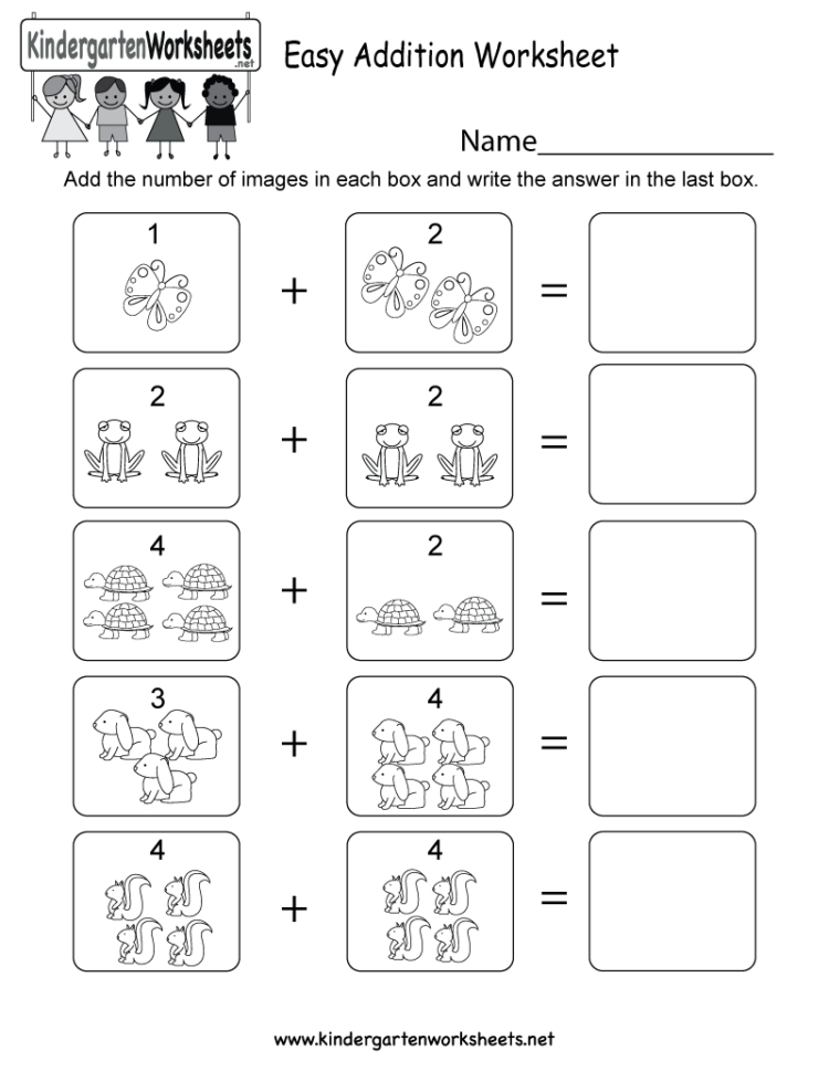 Free Printable Easy Addition Worksheet For Kindergarten