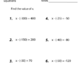 Free Printable Equations Worksheet For Eighth Grade
