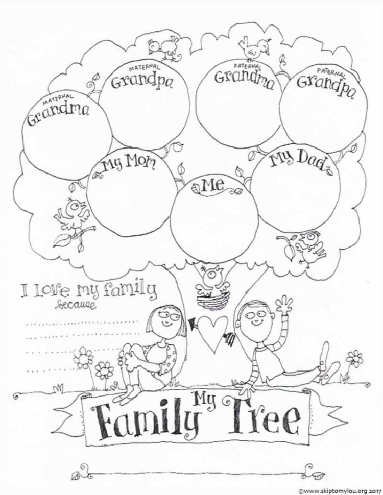 Free Printable Family Tree Coloring Page  Skip To My Lou