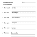 Free Printable French Body Parts Worksheet