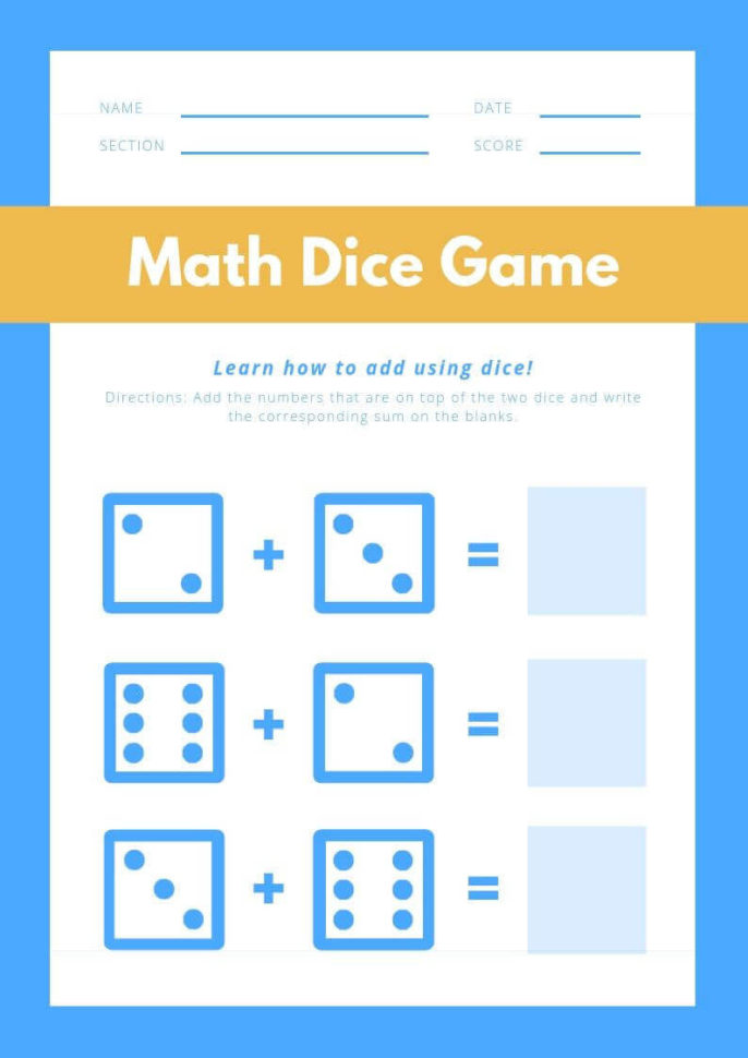 Free Printable Math Addition Worksheet For Kindergarten