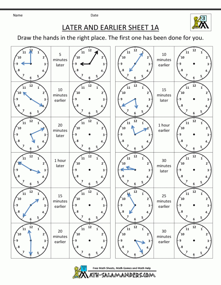 Free Printable Math Worksheets For Telling Time