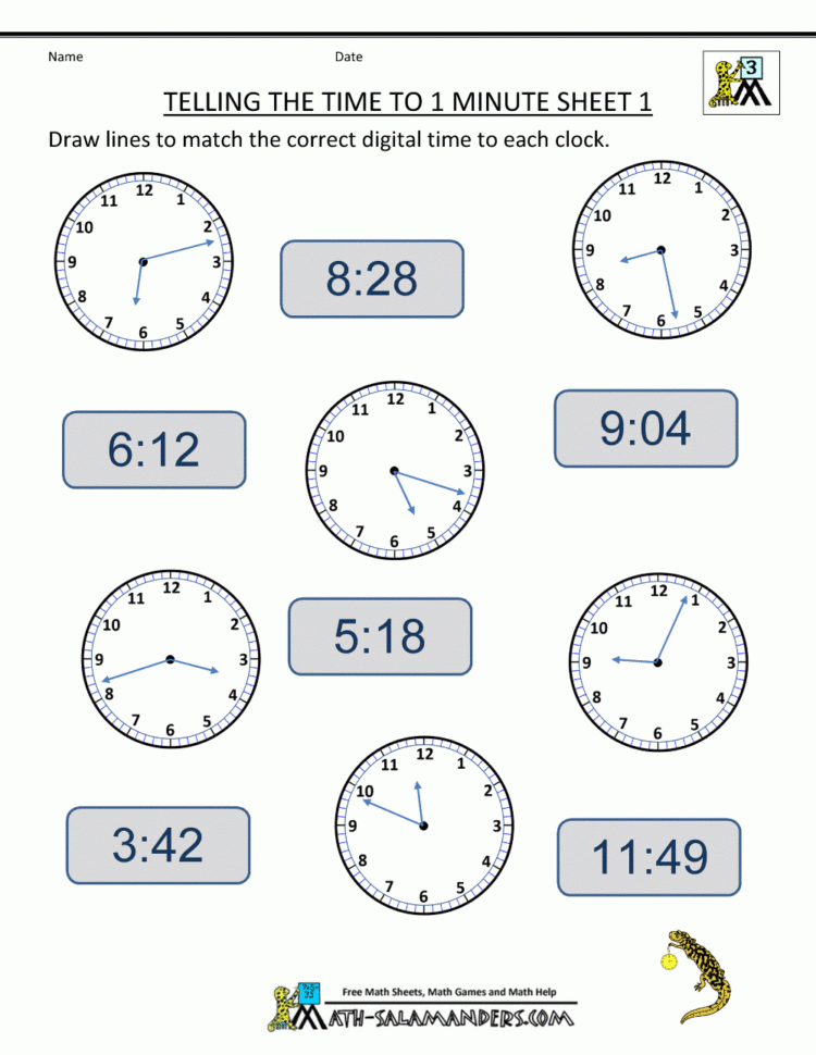 Free Printable Math Worksheets For Telling Time