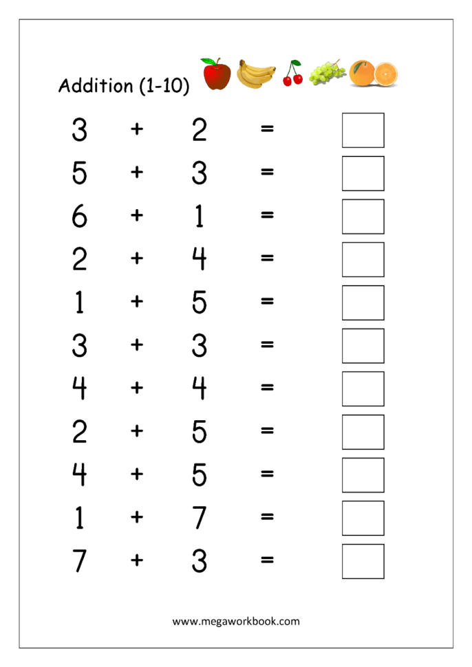 Free Printable Number Addition Worksheets 110 For