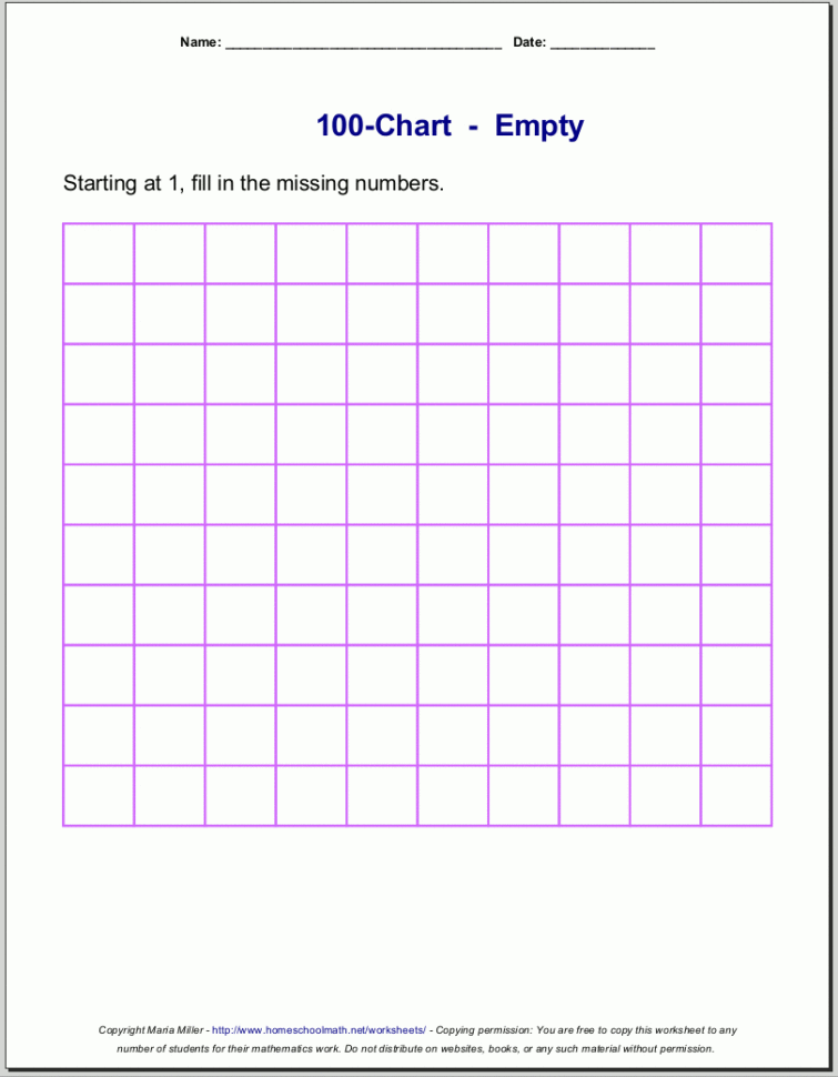 Free Printable Number Charts And 100Charts For Counting