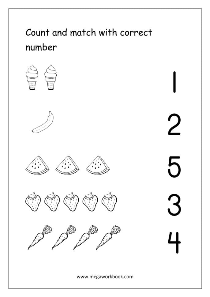 Free Printable Number Matching Worksheets For Kindergarten