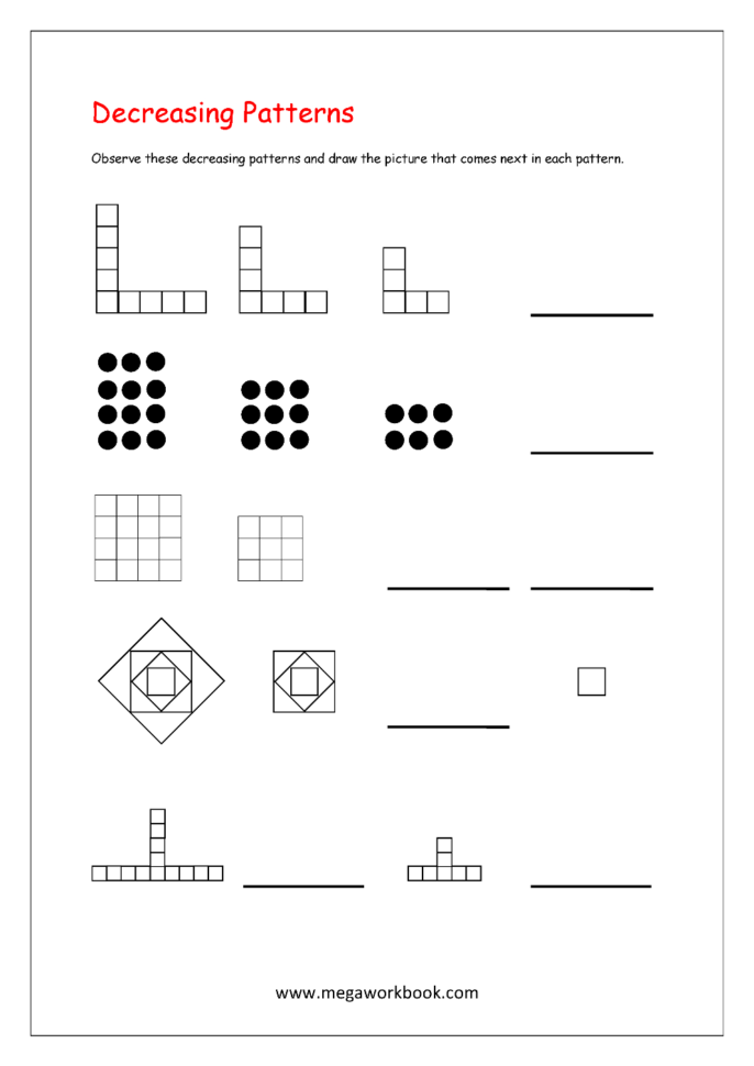 Free Printable Pattern Recognition Worksheets  Color