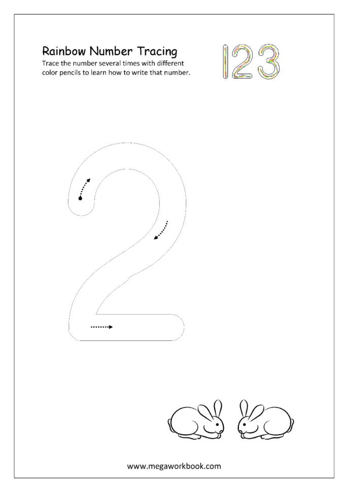 Free Printable Rainbow Number Writing 110 Worksheets