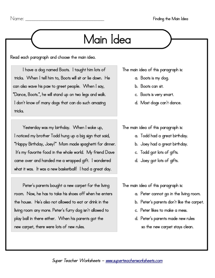 3Rd Grade Comprehension Worksheets