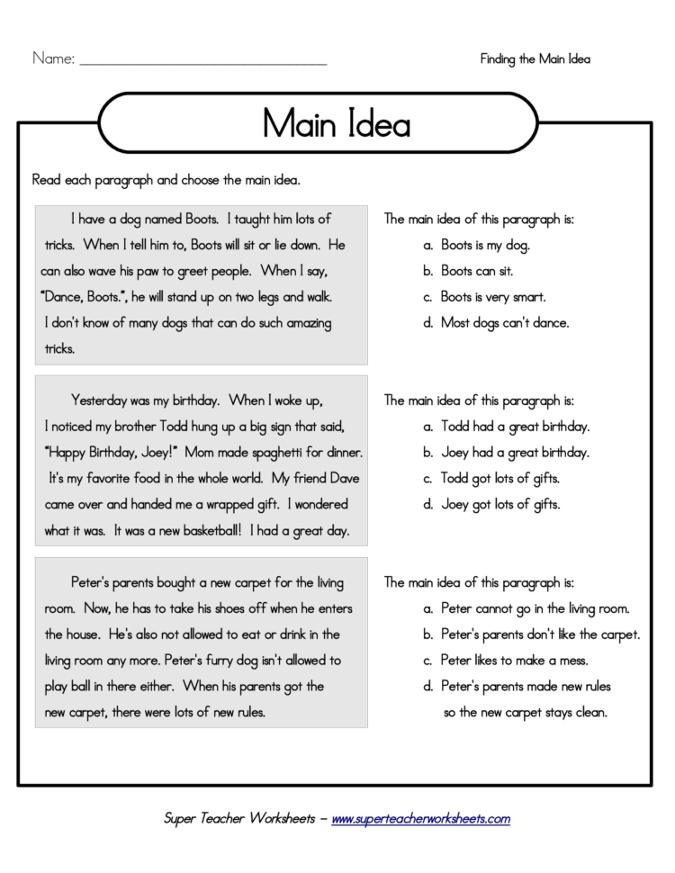 Free Printable Reading Comprehension Worksheets For 3Rd