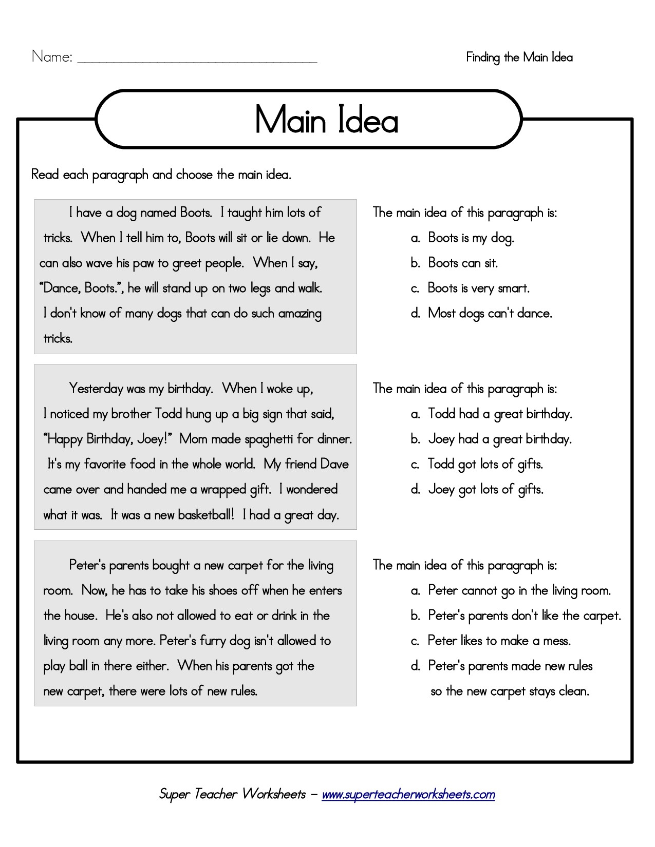 Free Printable Reading Comprehension Worksheets For 3Rd