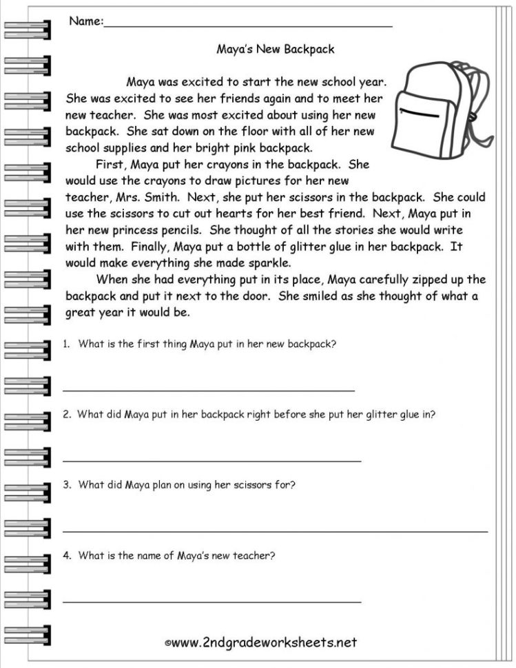 Free Printable Reading Comprehension Worksheets For Kindergarten