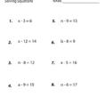 Free Printable Solving Equations Worksheet For Seventh Grade