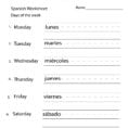 Free Printable Spanish Days Of The Week Worksheet